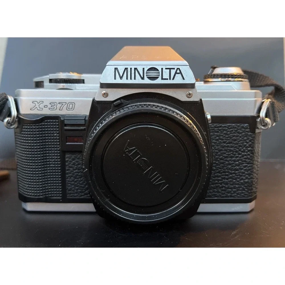 Minolta X-370 35mm SLR Camera Body, Lens Cap and Box